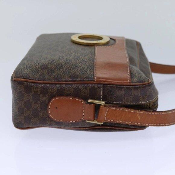 CELINE Macadam Canvas Shoulder Bag PVC Leather Brown Gold Auth 85387 - Picture 6 of 16